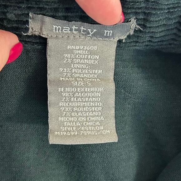 Matty M Women's Shacket Corduroy Button-Up Pockets Dark Hunter Green Size Small - Picture 4 of 10